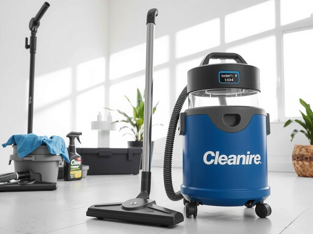 Modern cleaning equipment and eco-friendly supplies in professional setting