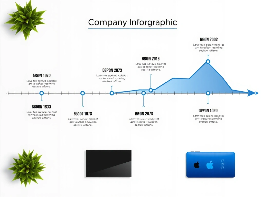 Timeline showing company growth milestones and achievements
